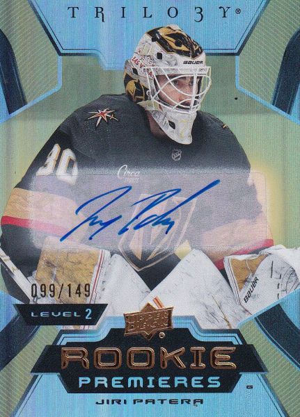 AUTO RC karta JIŘÍ PATERA 23-24 Trilogy Rookie Premieres Uncommon Gold Auto Level 2 /149